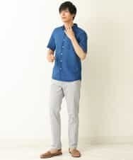 KHBGP74039 a.v.v MEN(アー・ヴェ・ヴェ) 【S-XXL】ハイブリッドリネン半袖シャツ ブルー