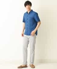 KHBGP74039 a.v.v MEN(アー・ヴェ・ヴェ) 【S-XXL】ハイブリッドリネン半袖シャツ ブルー