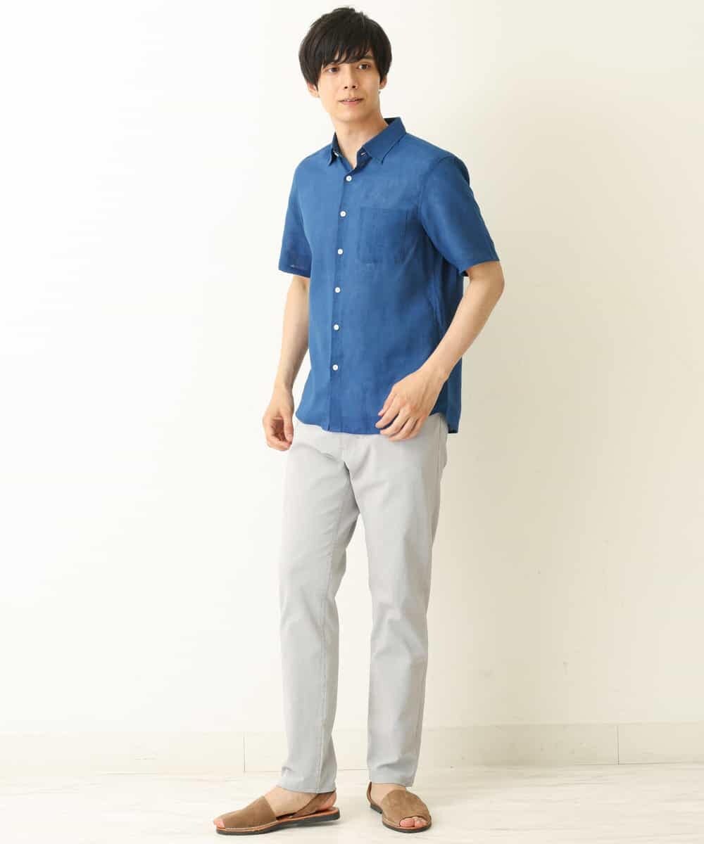 KHBGP74039 a.v.v MEN(アー・ヴェ・ヴェ) 【S-XXL】ハイブリッドリネン半袖シャツ ブルー