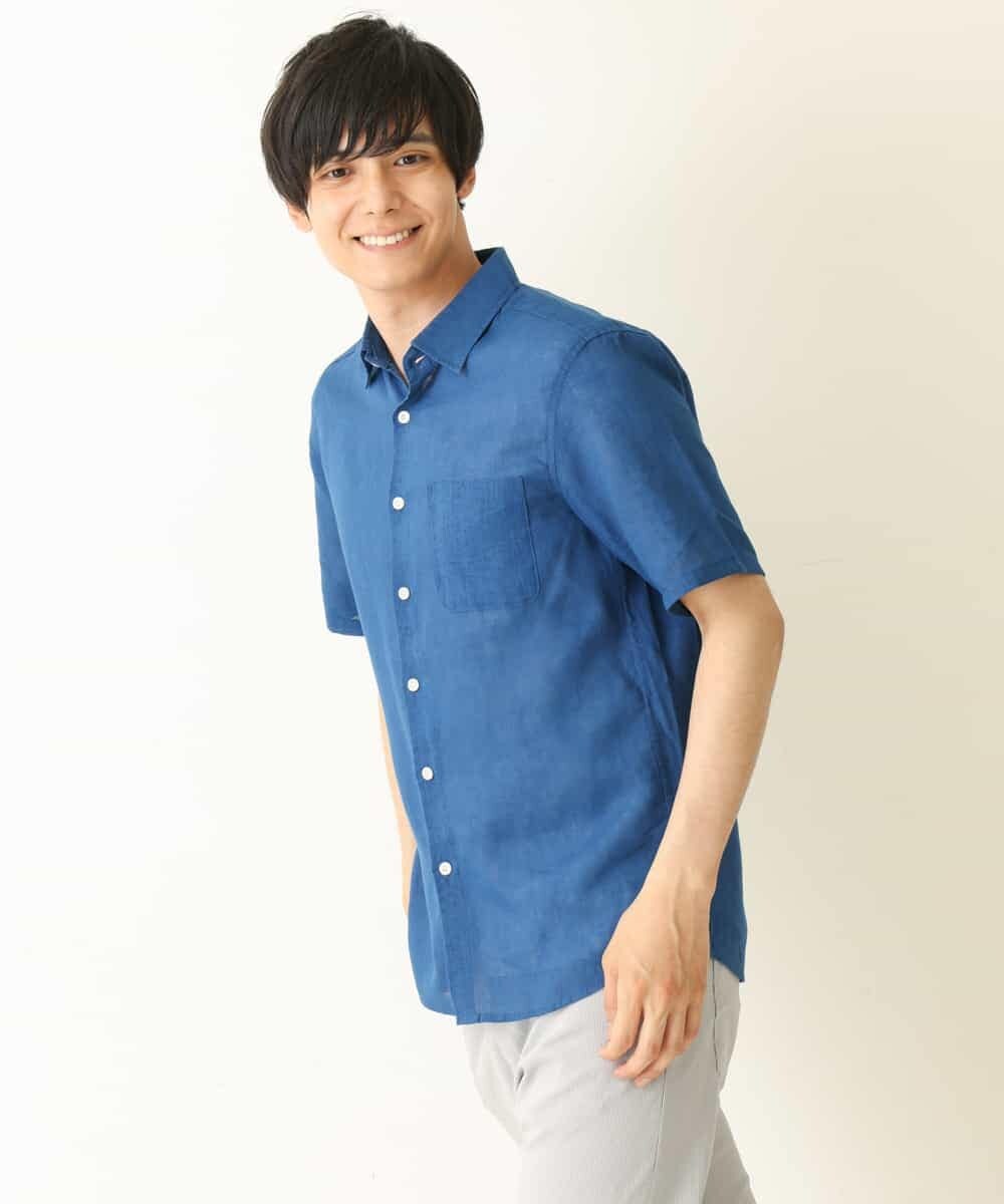 KHBGP74039 a.v.v MEN(アー・ヴェ・ヴェ) 【S-XXL】ハイブリッドリネン半袖シャツ ブルー