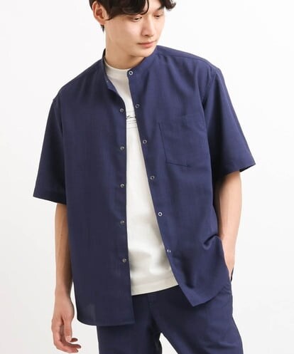 KHBGS42049 a.v.v MEN 【S-XXL】リライト バンドカラーシャツ(セットアップ可）