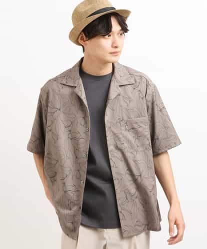 KHBGS48059 a.v.v MEN 線画フラワープリント五分袖シャツ