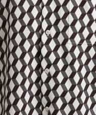 KHBGS52059 a.v.v MEN(アー・ヴェ・ヴェ) 【接触冷感/防シワ】幾何柄プリント五分袖オープンカラーシャツ ライトグレー