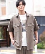 KHBGS53049 a.v.v MEN(アー・ヴェ・ヴェ) 【接触冷感/S-XXL】リライト Wポケットシャツ（セットアップ可） ブラウン