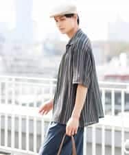 KHBGS58069 a.v.v MEN(アー・ヴェ・ヴェ) ラッセルレース五分袖シャツ ライトブルー