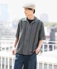KHBGS58069 a.v.v MEN(アー・ヴェ・ヴェ) ラッセルレース五分袖シャツ ライトブルー