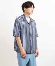 KHBGS58069 a.v.v MEN(アー・ヴェ・ヴェ) ラッセルレース五分袖シャツ ライトブルー