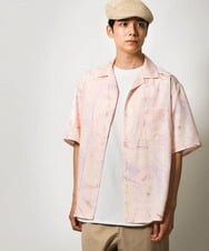 KHBGS61059 a.v.v MEN(アー・ヴェ・ヴェ) マーブルプリントシャツ(五分袖) ピンク