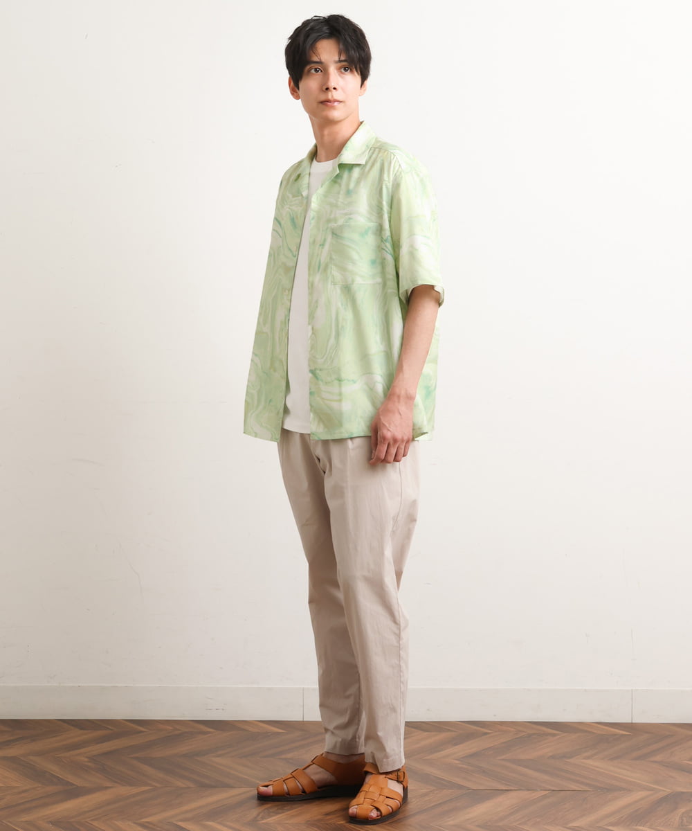 KHBGS61059 a.v.v MEN(アー・ヴェ・ヴェ) マーブルプリントシャツ(五分袖) ピンク