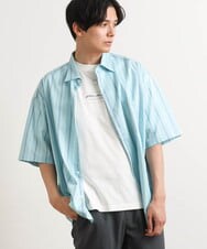 KHBGS63059 a.v.v MEN(アー・ヴェ・ヴェ) ストライプワイドシルエットシャツ(五分袖) ミント