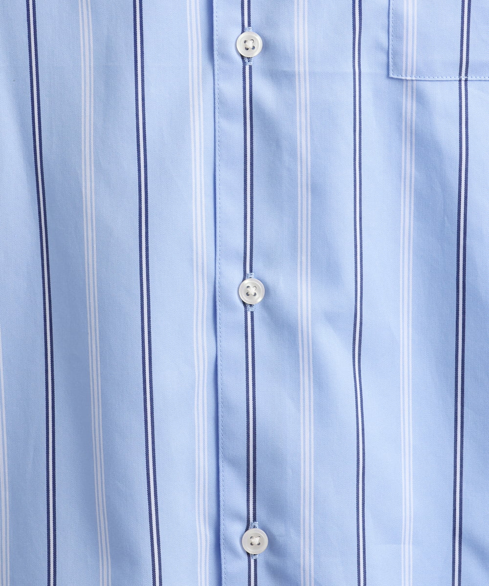 KHBGS63059 a.v.v MEN(アー・ヴェ・ヴェ) ストライプワイドシルエットシャツ(五分袖) ブルー