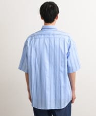 KHBGS63059 a.v.v MEN(アー・ヴェ・ヴェ) ストライプワイドシルエットシャツ(五分袖) ブルー