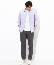 KHBGV30044 a.v.v MEN(アー・ヴェ・ヴェ) 【定番アイテム】リネン混シャツ 7分袖（さらリネシリーズ） オレンジ