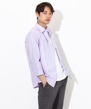 KHBGV30044 a.v.v MEN(アー・ヴェ・ヴェ) 【定番アイテム】リネン混シャツ 7分袖（さらリネシリーズ） オレンジ