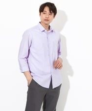 KHBGV30044 a.v.v MEN(アー・ヴェ・ヴェ) 【定番アイテム】リネン混シャツ 7分袖（さらリネシリーズ） オレンジ