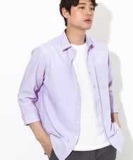 KHBGV30044 a.v.v MEN(アー・ヴェ・ヴェ) 【定番アイテム】リネン混シャツ 7分袖（さらリネシリーズ） ラベンダー
