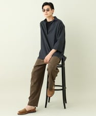 KHBGV32059 a.v.v MEN(アー・ヴェ・ヴェ) 【シワになりにくい】リネン混Ｖネックスキッパーシャツ 7分袖（さらリネシリーズ） ホワイト