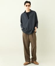KHBGV32059 a.v.v MEN(アー・ヴェ・ヴェ) 【シワになりにくい】リネン混Ｖネックスキッパーシャツ 7分袖（さらリネシリーズ） ホワイト