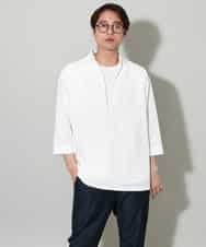 KHBGV32059 a.v.v MEN(アー・ヴェ・ヴェ) 【シワになりにくい】リネン混Ｖネックスキッパーシャツ 7分袖（さらリネシリーズ） ホワイト