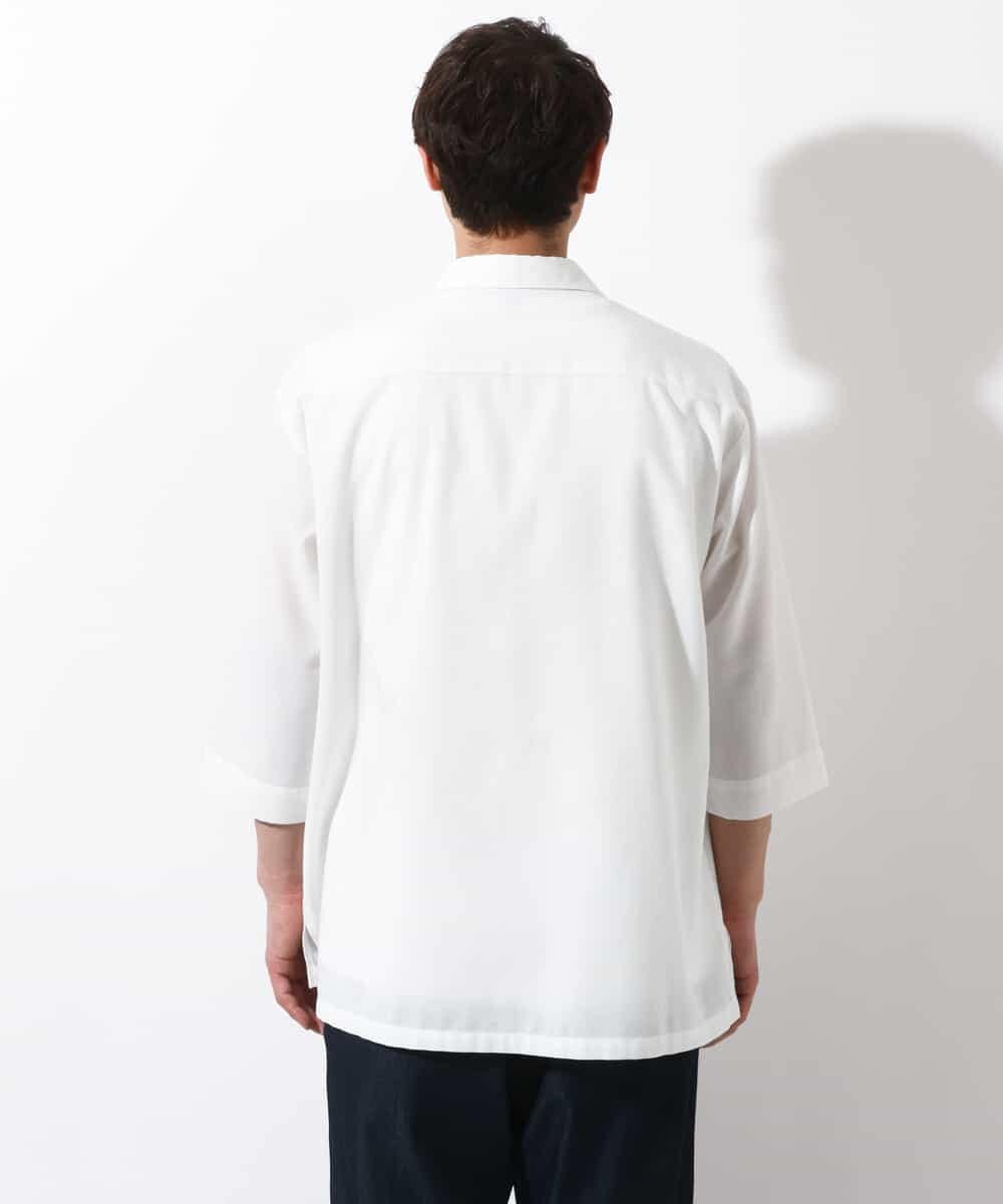 KHBGV32059 a.v.v MEN(アー・ヴェ・ヴェ) 【シワになりにくい】リネン混Ｖネックスキッパーシャツ 7分袖（さらリネシリーズ） ホワイト