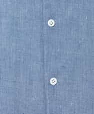 KHBGV33054 a.v.v MEN(アー・ヴェ・ヴェ) 【さらさらタッチ】リネン混スタンドカラーシャツ 8分袖（さらリネシリーズ） ブルー