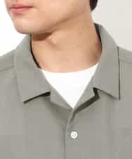 KHBGV40044 a.v.v MEN(アー・ヴェ・ヴェ) 【涼感】リライトオープンカラーシャツ ５分袖（セットアップ可） グレイッシュカーキ