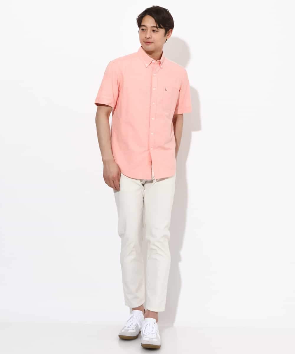 KHBGV43044 a.v.v MEN(アー・ヴェ・ヴェ) 【定番アイテム】エッフェル塔刺繍オックスシャツ 半袖 オレンジ