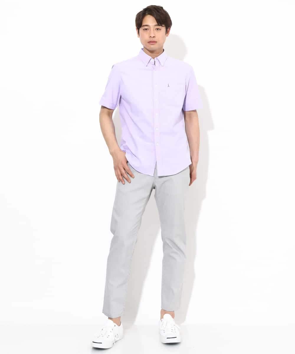 KHBGV43044 a.v.v MEN(アー・ヴェ・ヴェ) 【定番アイテム】エッフェル塔刺繍オックスシャツ 半袖 オレンジ