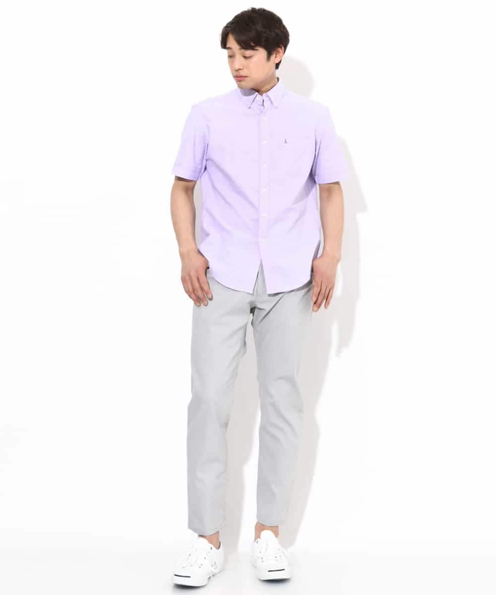 KHBGV43044 a.v.v MEN(アー・ヴェ・ヴェ) 【定番アイテム】エッフェル塔刺繍オックスシャツ 半袖 オレンジ
