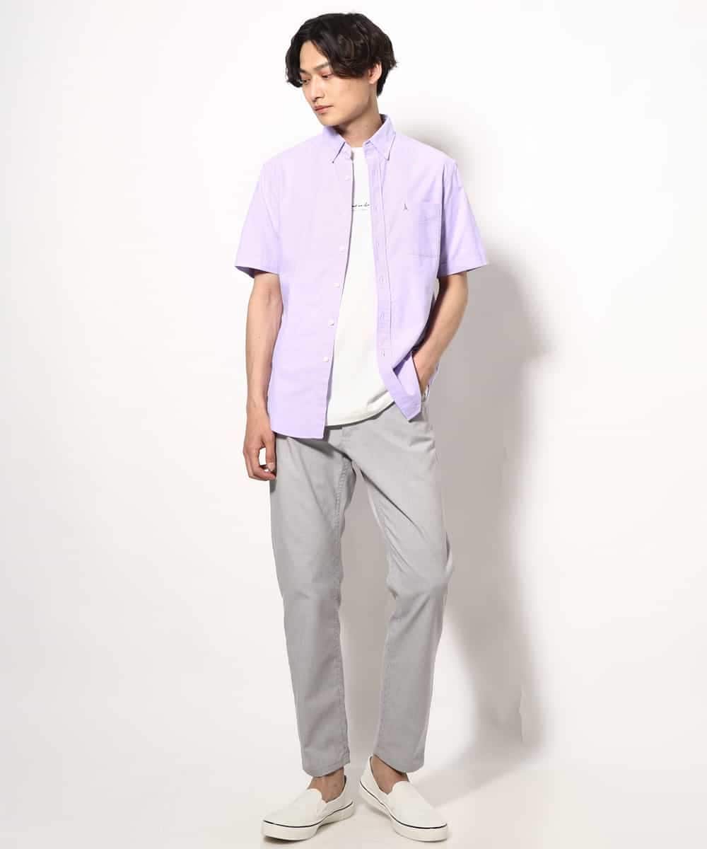 KHBGV43044 a.v.v MEN(アー・ヴェ・ヴェ) 【定番アイテム】エッフェル塔刺繍オックスシャツ 半袖 オレンジ