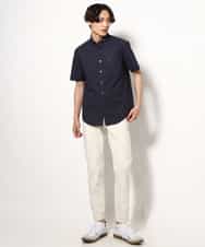 KHBGV43044 a.v.v MEN(アー・ヴェ・ヴェ) 【定番アイテム】エッフェル塔刺繍オックスシャツ 半袖 オレンジ