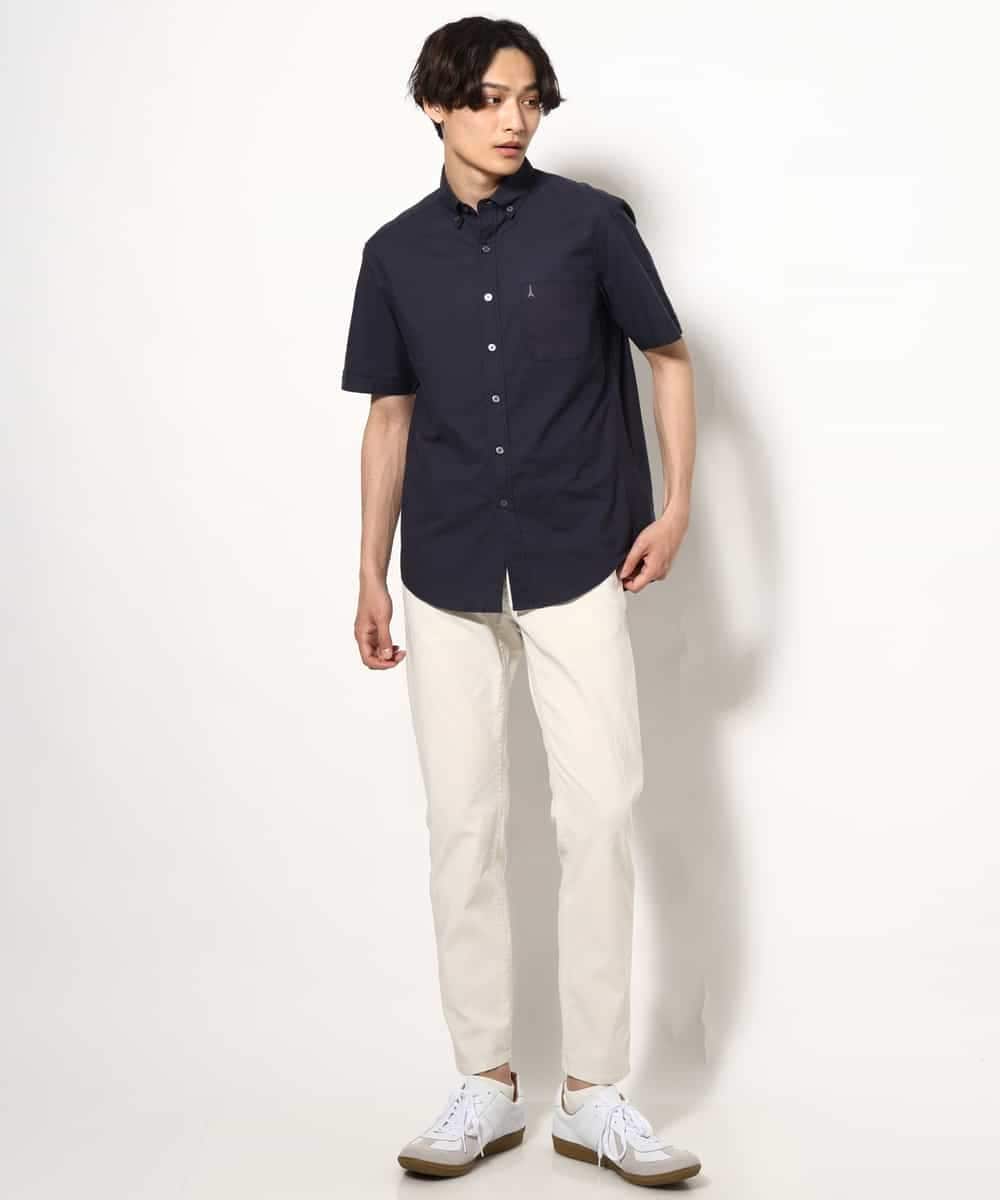 KHBGV43044 a.v.v MEN(アー・ヴェ・ヴェ) 【定番アイテム】エッフェル塔刺繍オックスシャツ 半袖 オレンジ