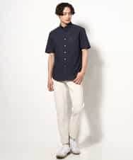KHBGV43044 a.v.v MEN(アー・ヴェ・ヴェ) 【定番アイテム】エッフェル塔刺繍オックスシャツ 半袖 オレンジ