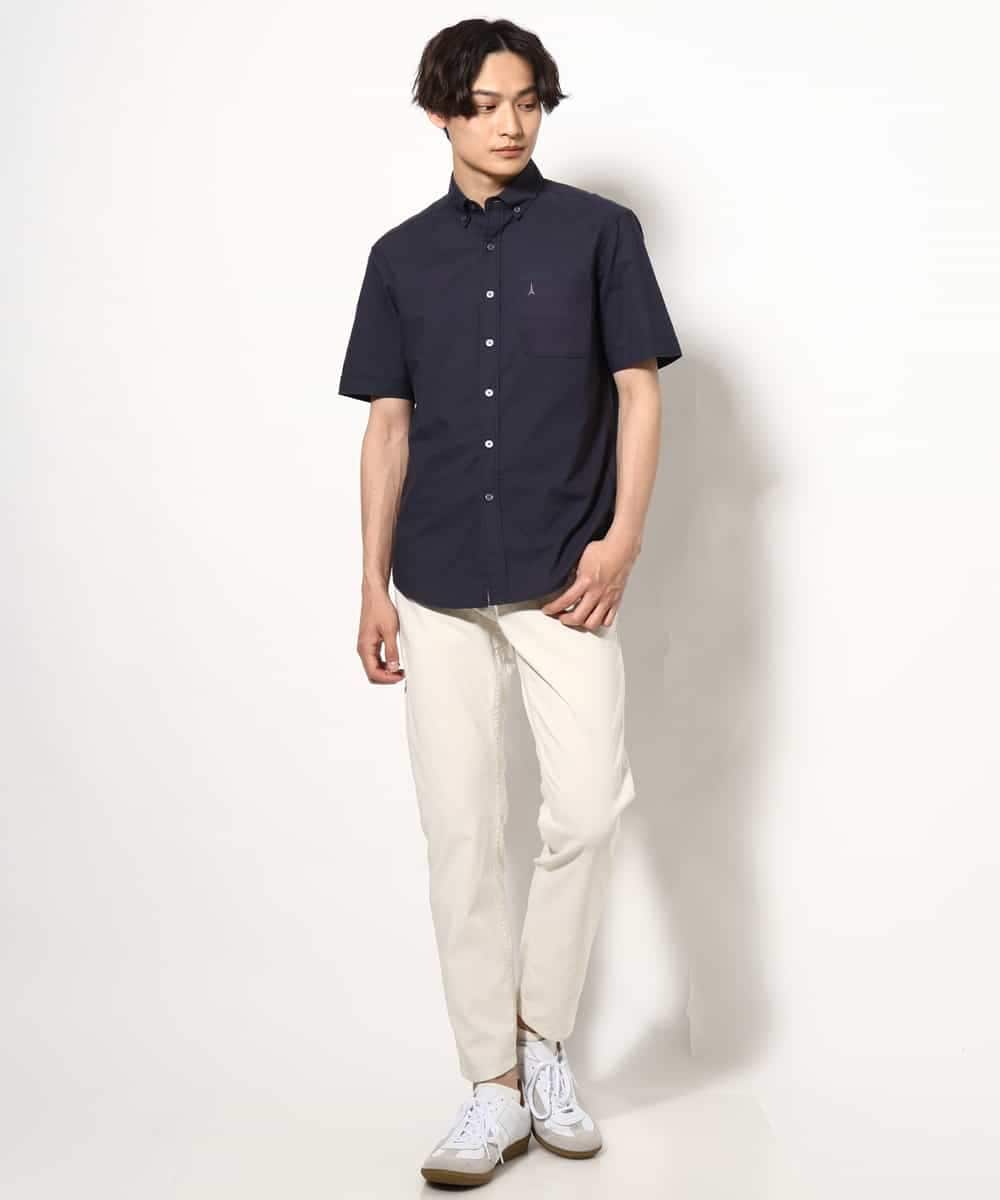 KHBGV43044 a.v.v MEN(アー・ヴェ・ヴェ) 【定番アイテム】エッフェル塔刺繍オックスシャツ 半袖 オレンジ