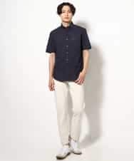 KHBGV43044 a.v.v MEN(アー・ヴェ・ヴェ) 【定番アイテム】エッフェル塔刺繍オックスシャツ 半袖 オレンジ
