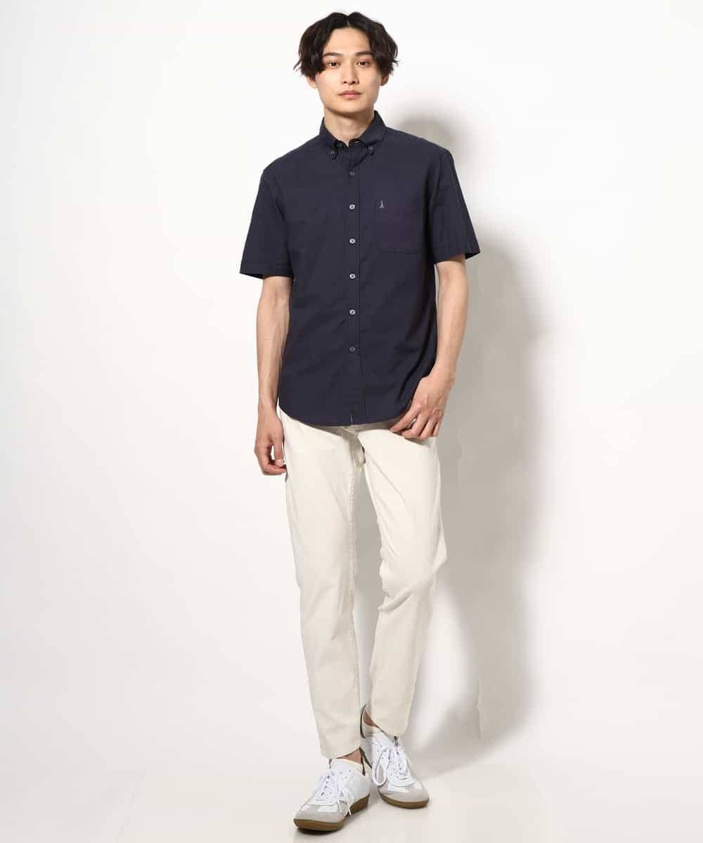 KHBGV43044 a.v.v MEN(アー・ヴェ・ヴェ) 【定番アイテム】エッフェル塔刺繍オックスシャツ 半袖 オレンジ