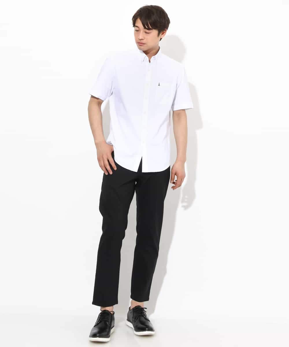 KHBGV43044 a.v.v MEN(アー・ヴェ・ヴェ) 【定番アイテム】エッフェル塔刺繍オックスシャツ 半袖 オレンジ