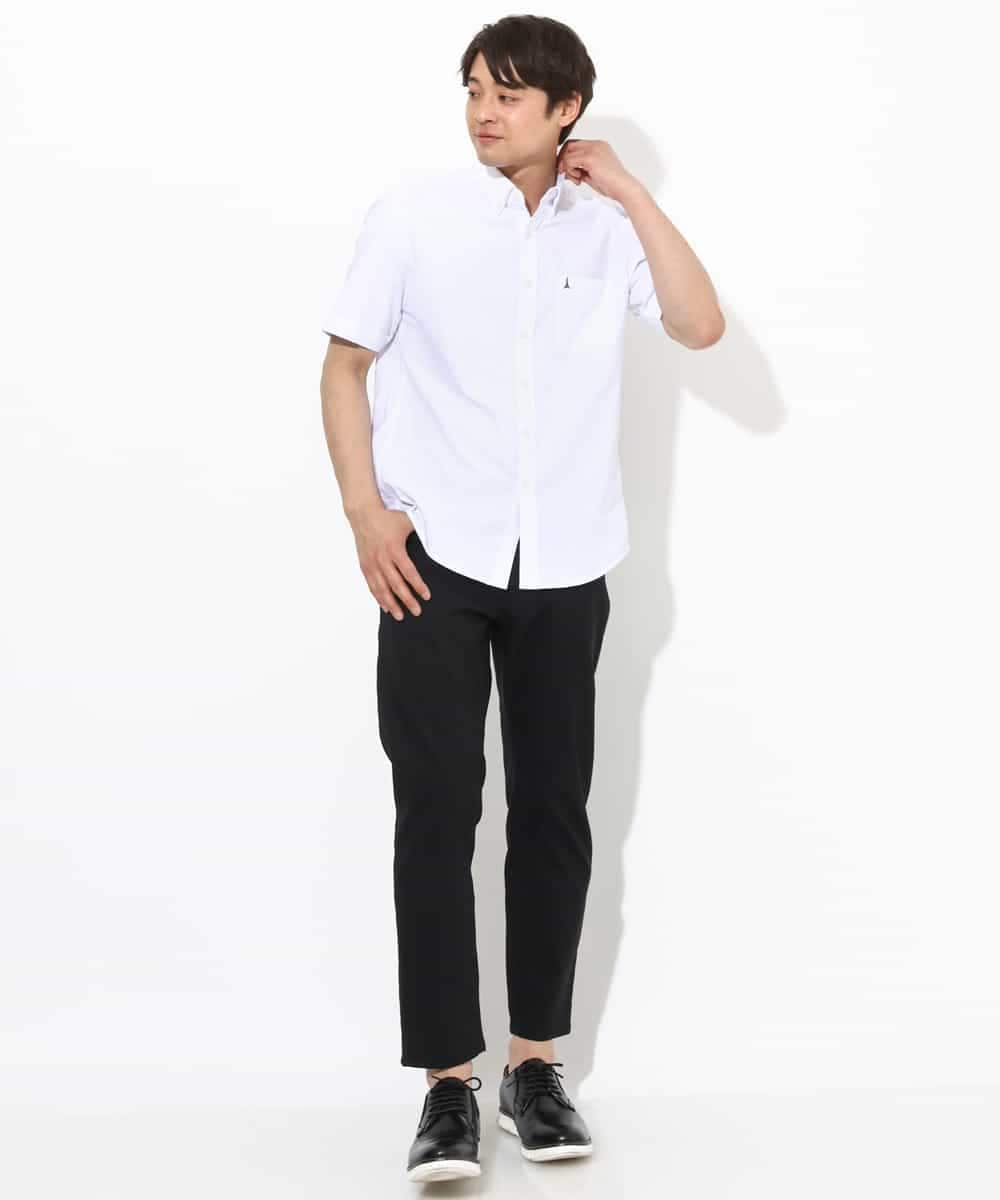 KHBGV43044 a.v.v MEN(アー・ヴェ・ヴェ) 【定番アイテム】エッフェル塔刺繍オックスシャツ 半袖 オレンジ
