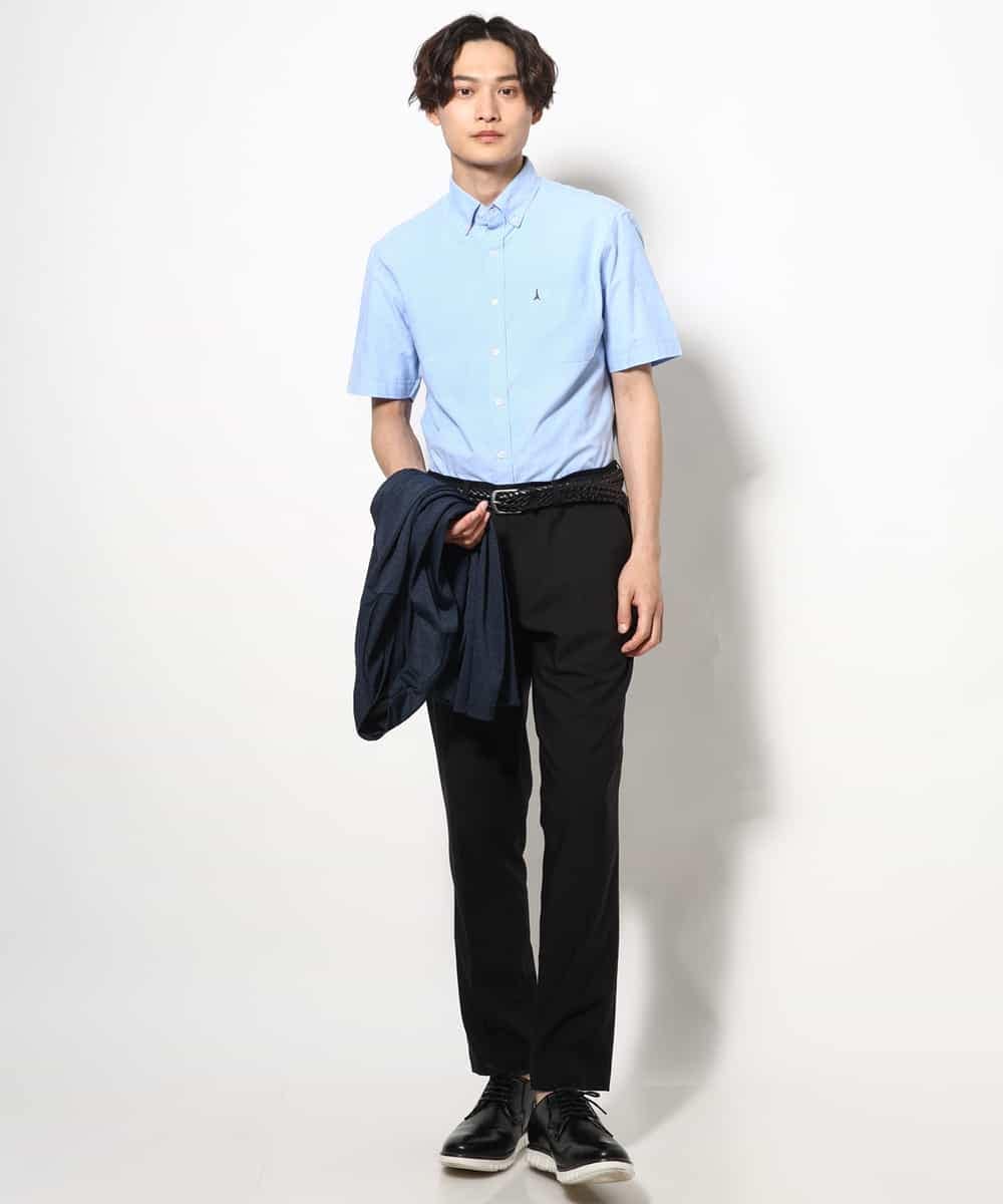 KHBGV43044 a.v.v MEN(アー・ヴェ・ヴェ) 【定番アイテム】エッフェル塔刺繍オックスシャツ 半袖 オレンジ