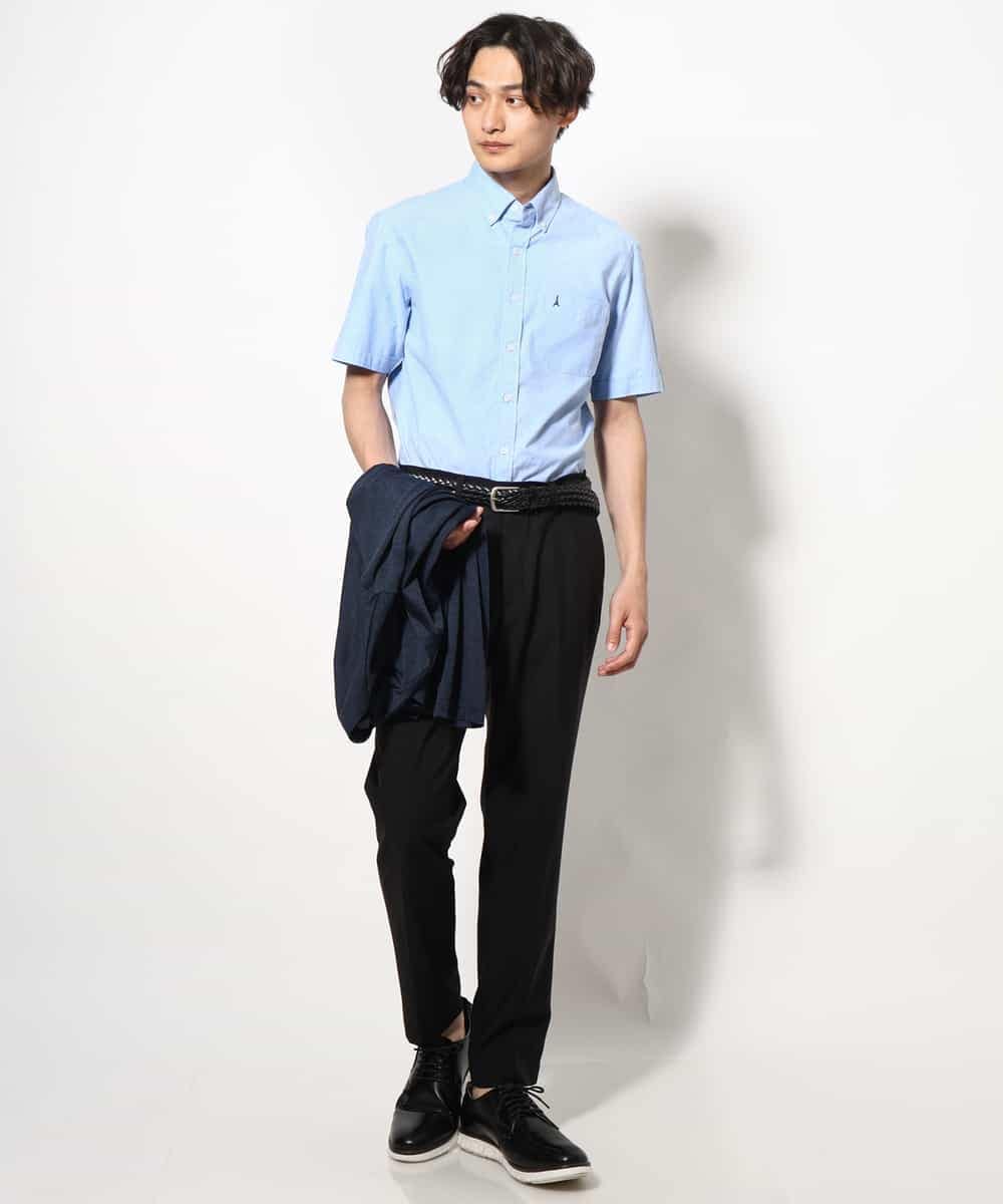 KHBGV43044 a.v.v MEN(アー・ヴェ・ヴェ) 【定番アイテム】エッフェル塔刺繍オックスシャツ 半袖 オレンジ