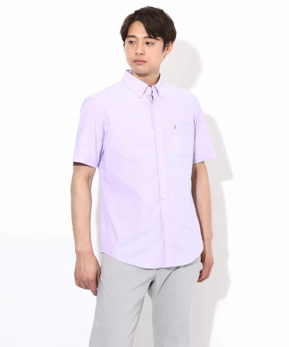 KHBGV43044 a.v.v MEN(アー・ヴェ・ヴェ) 【定番アイテム】エッフェル塔刺繍オックスシャツ 半袖 オレンジ