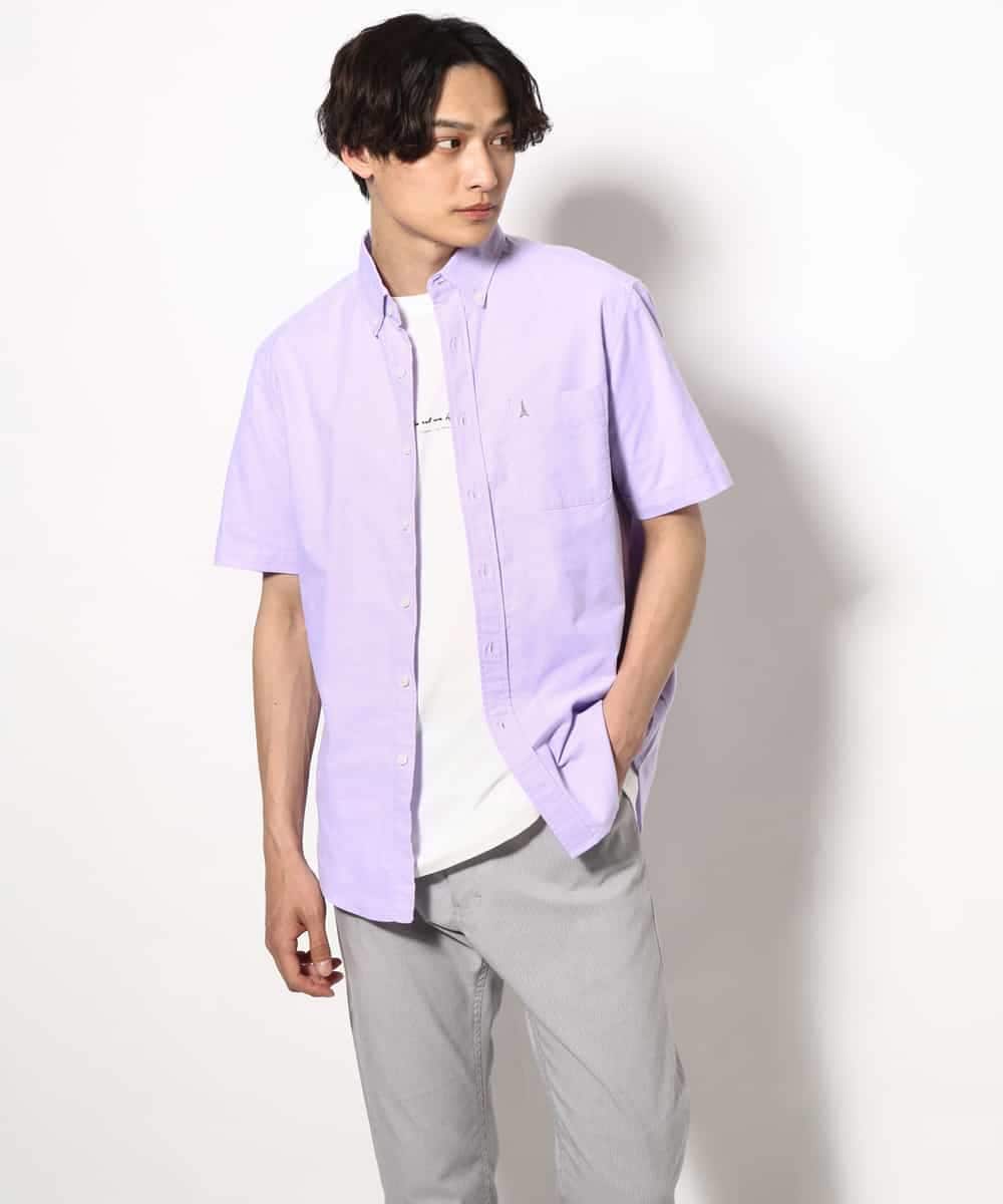 KHBGV43044 a.v.v MEN(アー・ヴェ・ヴェ) 【定番アイテム】エッフェル塔刺繍オックスシャツ 半袖 オレンジ