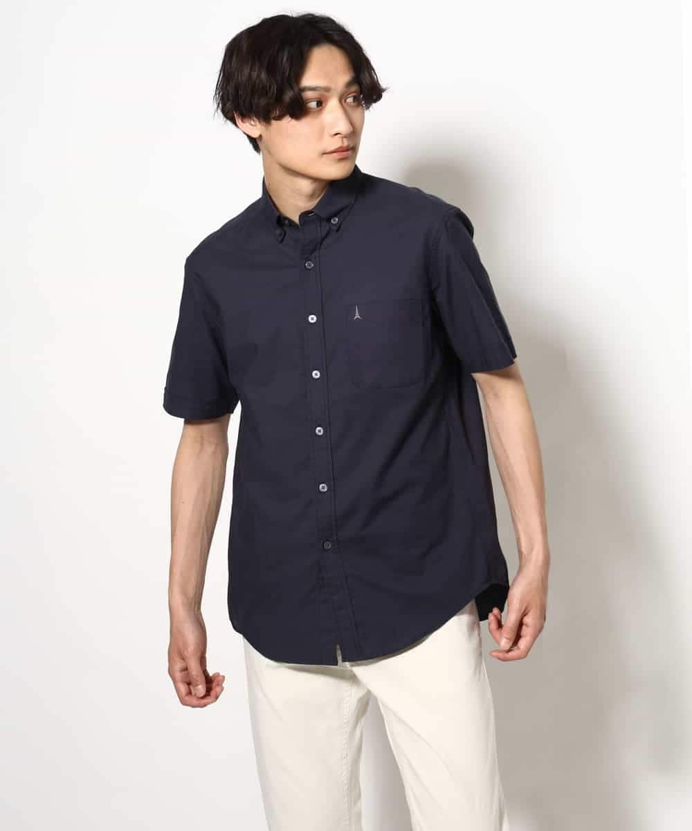 KHBGV43044 a.v.v MEN(アー・ヴェ・ヴェ) 【定番アイテム】エッフェル塔刺繍オックスシャツ 半袖 オレンジ