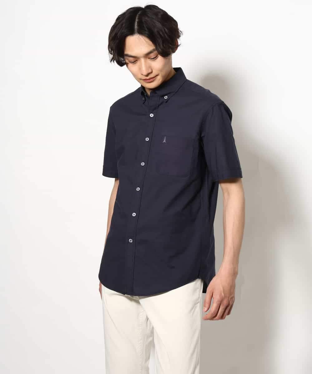 KHBGV43044 a.v.v MEN(アー・ヴェ・ヴェ) 【定番アイテム】エッフェル塔刺繍オックスシャツ 半袖 オレンジ