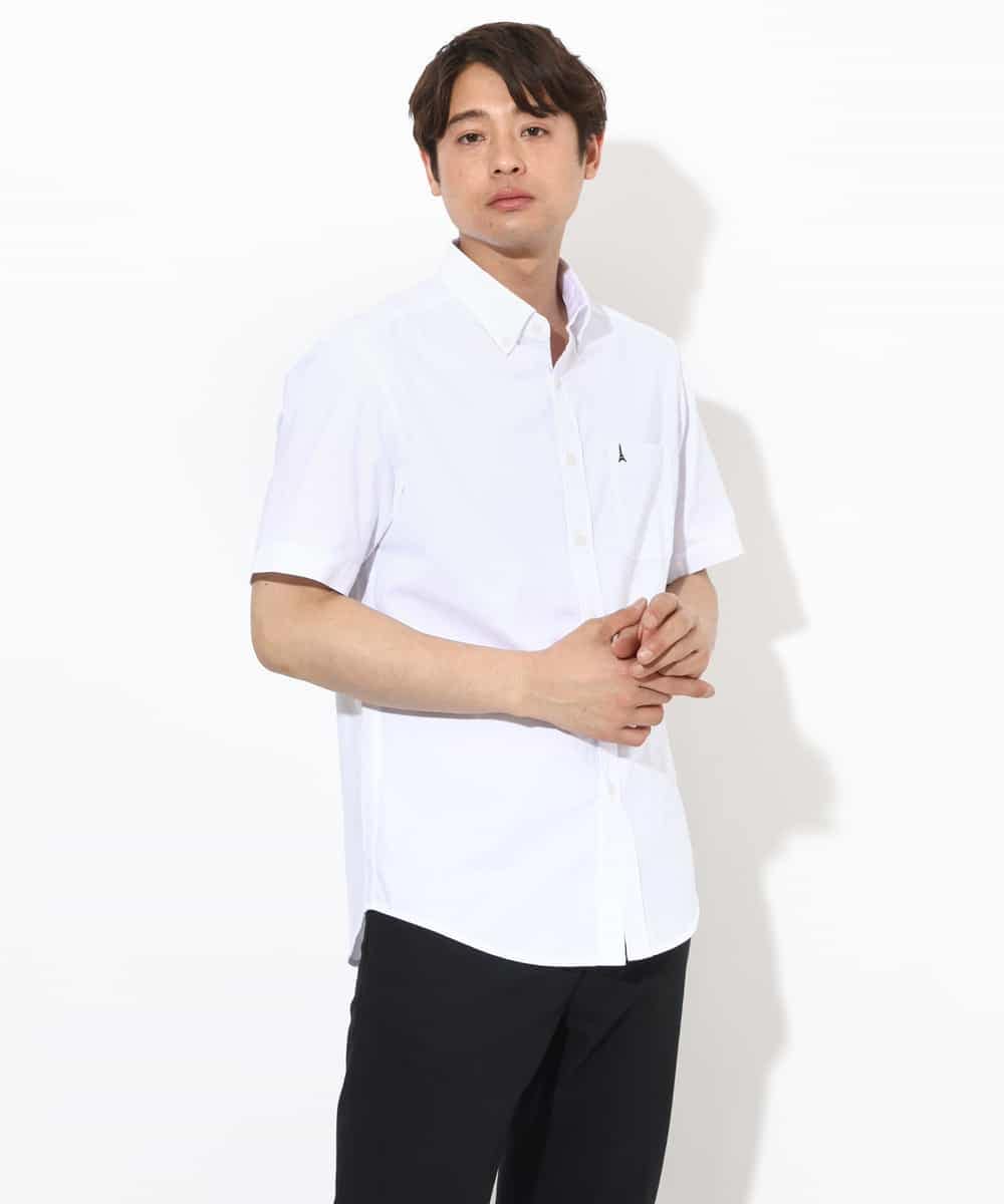KHBGV43044 a.v.v MEN(アー・ヴェ・ヴェ) 【定番アイテム】エッフェル塔刺繍オックスシャツ 半袖 オレンジ