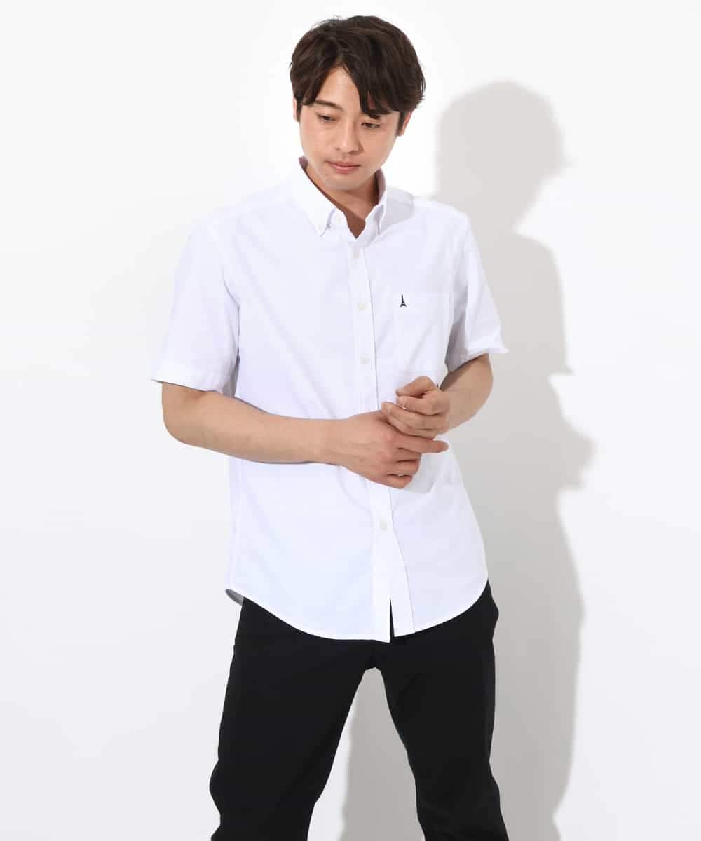 KHBGV43044 a.v.v MEN(アー・ヴェ・ヴェ) 【定番アイテム】エッフェル塔刺繍オックスシャツ 半袖 オレンジ
