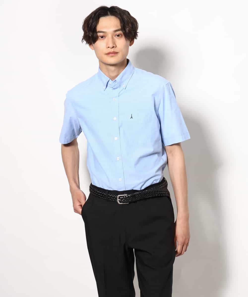 KHBGV43044 a.v.v MEN(アー・ヴェ・ヴェ) 【定番アイテム】エッフェル塔刺繍オックスシャツ 半袖 オレンジ