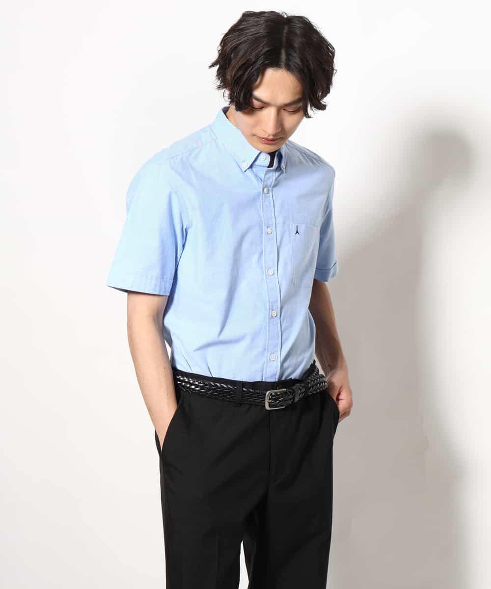 KHBGV43044 a.v.v MEN(アー・ヴェ・ヴェ) 【定番アイテム】エッフェル塔刺繍オックスシャツ 半袖 オレンジ
