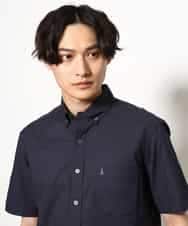 KHBGV43044 a.v.v MEN(アー・ヴェ・ヴェ) 【定番アイテム】エッフェル塔刺繍オックスシャツ 半袖 ネイビー