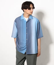 KHBGV54069 a.v.v MEN(アー・ヴェ・ヴェ) 【軽くて涼しい】グラデーションプリントオープンカラーシャツ ５分袖 ライトブルー